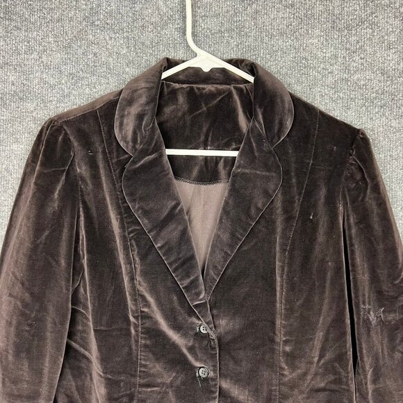 Vintage Sears‎ JR Bazaar Velvet Chocolate Brown Blazer SZ Small - Picture 4 of 9